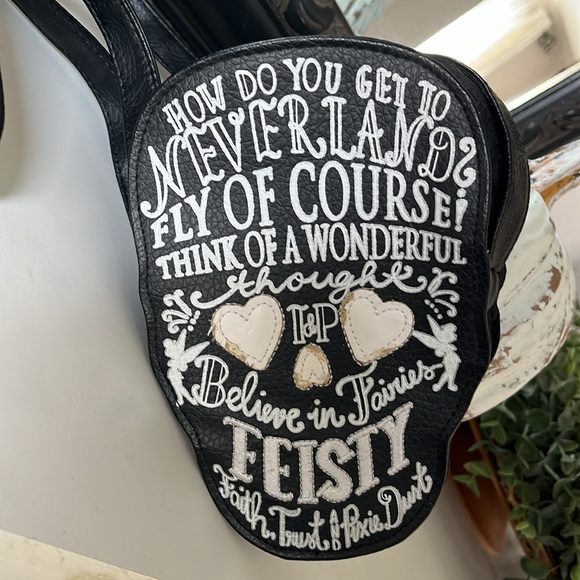 Loungefly Tinker Bell Crossbody black skull purse - Picture 2 of 12